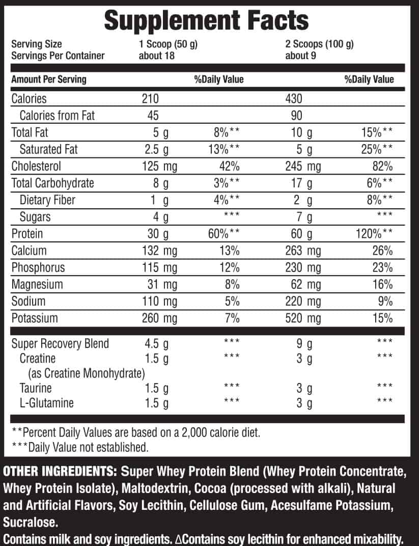 body fortress super advanced whey protein nutritional information